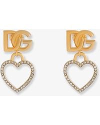 Dolce & Gabbana - Meatl Earrings With Rhinestones - Lyst