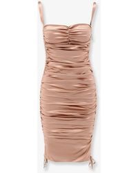 Dolce & Gabbana - Dolce & Gabbana Stretch Silk Dress With Lateral Drawstring - Lyst