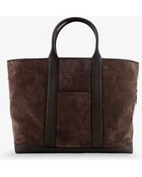 Tom Ford - Suede Shopping Bag With Logo Engraved On The Bottom - Lyst
