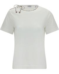 Burberry - Cotton Lace-Detail T-Shirt - Lyst