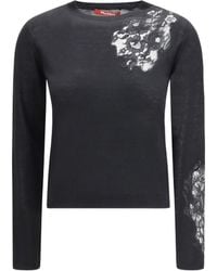 Max Mara - Wool Sweater With Lace Inserts - Lyst