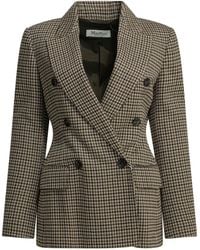 Max Mara - Double-Breasted Houndstooth Blazer - Lyst