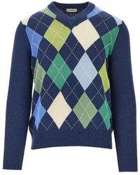Ballantyne - Diamond Motif Cotton Sweater - Lyst
