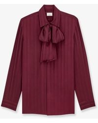 Saint Laurent - Cassandre Lavalliere Striped Silk Jacquard Shirt - Lyst