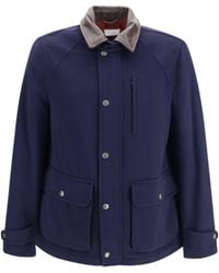 Brunello Cucinelli - Virgin Wool Jacket With Nappa Inserts - Lyst