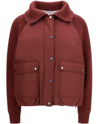 Brunello Cucinelli - Down Jacket With Wool Sleeves - Lyst