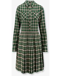Celine - Tartan Wool Mini Dress - Lyst