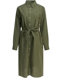 Polo Ralph Lauren - Chemisier Midi Dress With Logo - Lyst