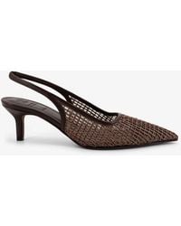 Brunello Cucinelli - Leather Decollete With Precious Net Detail - Lyst