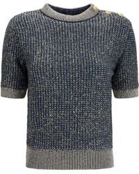 Balmain - Short-Sleeve Sequin Sweater - Lyst