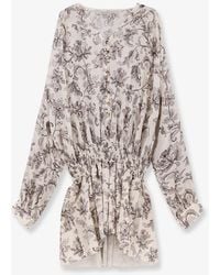 Golden Goose - Short Cotton Dress With Floral Pattern - Lyst