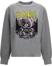 Ganni - Isoli Teddy Forest Sweatshirt Paloma - Lyst