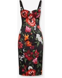 Dolce & Gabbana - Dolce & Gabbana Satin Dress With Floral Print - Lyst