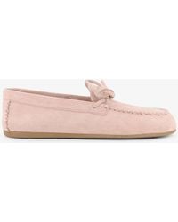 Miu Miu - Suede Loafer With Frontal Logo - Lyst
