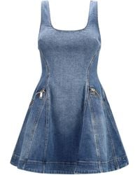 Self-Portrait - Denim Flared Mini Dress - Lyst