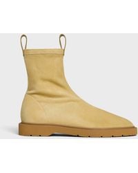 Celine - Suede Stretch Leather Ankle Boots - Lyst