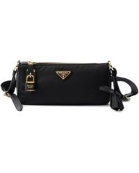Prada - Small Re-Nylon And Leather Shoulder Bag With Padlock - Lyst