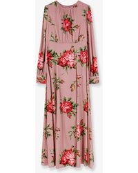 Dolce & Gabbana - Dolce & Gabbana Long Silk Dress With Bouquet Rose Print - Lyst