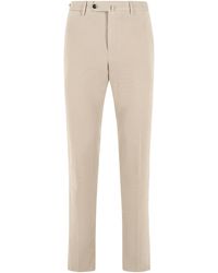 PT01 - Slim Fit Cotton Pants Ivory - Lyst