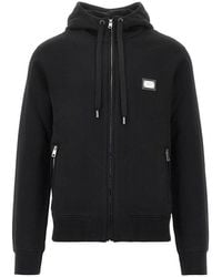 Dolce & Gabbana - Full-Zip Hoodie With Logo Plate - Lyst