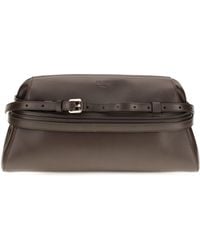 Moschino - Leather Clutch With Buckle Detail - Lyst