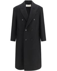 Ami Paris - Long Double Breasted Wool Coat Noir - Lyst