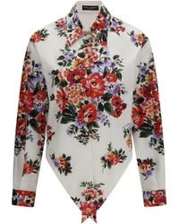 Dolce & Gabbana - Cotton Shirt With Bouquet Print - Lyst