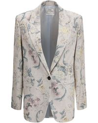 forte_forte - Forte_Forte Peonia My Love Motif Hopsack Linen-Blend Jacket - Lyst
