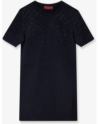 Gucci - Short Wool Dress With Gg Crystals - Lyst