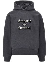 Emporio Armani - Soft Touch Logo Embroidery Hoodie - Lyst