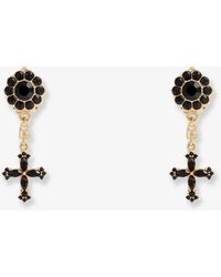 Dolce & Gabbana - Dolce & Gabbana Brass Earrings With Rhinestones - Lyst
