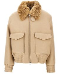 Ami Paris - Wool Bomber Jacket With Shearling Collar - Lyst