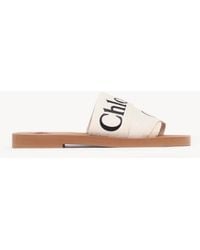 Chloé - Chloé Woody Slides Linen Leather - Lyst