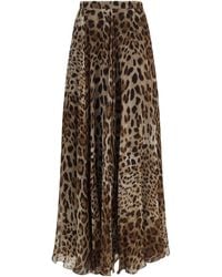 Dolce & Gabbana - Dolce & Gabbana Leopard-Print Chiffon Skirt - Lyst