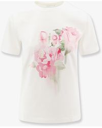 Dior - Dior Cotton T-Shirt With Dior Painted Roses Print - Lyst