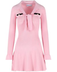 Self-Portrait - Self Portrait Viscose Knit Mini Dress With Laces - Lyst