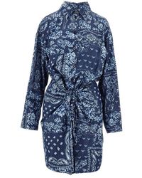 Emporio Armani - Bandana Print Chambray Mini Dress - Lyst