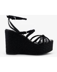 Jimmy Choo - Nyra Leather And Raffia Sandals - Lyst