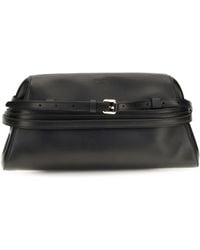 Moschino - Leather Clutch With Buckle Detail - Lyst
