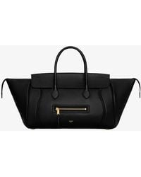 Celine - Luggage Leather Handbag With Logo Lettering On The Front - Lyst