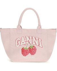 Ganni - Small Easy Shopper Raspberry Print - Lyst