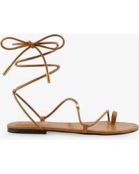 Celine - Leather Sandals With Metal Triomphe Logo - Lyst