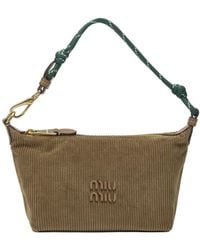Miu Miu - Velvet Shoulder Bag With Logo - Lyst