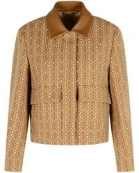 Max Mara - 'Viborg' Camel Cotton Jacquard Jacket - Lyst