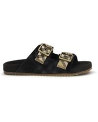 Burberry - Urchin Suede Check Sandals - Lyst