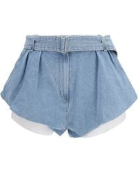 Magda Butrym - Flared Denim Shorts With Undershorts - Lyst
