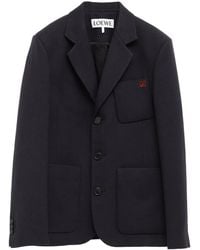 Loewe - Wool Blazer With Logo - Lyst