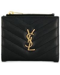 Saint Laurent - Monogram Logo Zipped Leather Wallet - Lyst