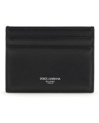 Dolce & Gabbana - Calfskin Plongã Cardholder With Woven Detail - Lyst