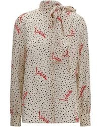 Valentino - Shirt Bow-Neck Silk - Lyst